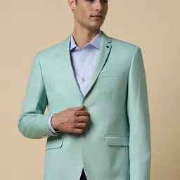 Allen Solly Slim Fit Self Design Notched Lapel  Single Breasted Formal Blazer-picture-15