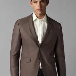Louis Philippe Textured Slim-Fit Single Breasted Formal Blazers-image-86