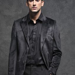 RARE RABBIT Men Mazey Tailored Fit Solid Single-Breasted Blazer-12