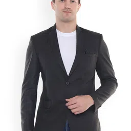 DKGF FASHION Men Black Solid Single-Breasted Casual Blazer-image-45