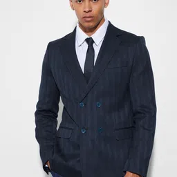 boohooMAN Striped Double-Breasted Formal Blazer-image-20