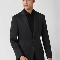 Peter England Men Black Solid Single-Breasted Formal Blazer-picture-41