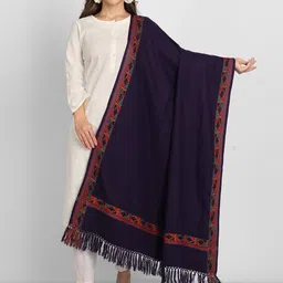 Zamour Women Blue Woven Design Shawl-32