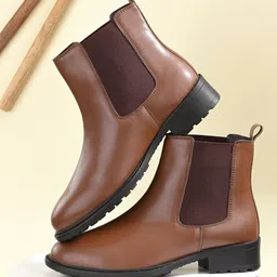 El Paso Women Tan Solid Boots-40