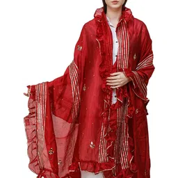 Exotic India Embroidered Dupatta with Mirror Work-picture-51