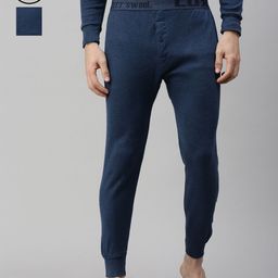 Lux Cottswool Men Blue Solid Cotton Thermal Bottom-image-27