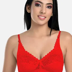 StyFun Pack Of 3 Green & Red Non Padded & Non Wired Floral Bra-image-94