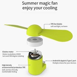 qocxrrin Combo of 2 Pcs. Mi ni Type-C F an Mi ni Fa n 2-Blade F an High Speed USB Fa n, M ini Mobile Cooler, Mini fan Support with All Android & Type-C Smatphones (Multi-colour) image 4