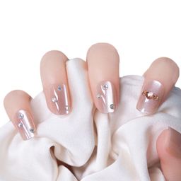 Secret Lives 24-Pcs Cats Eye with 3D Studs Artificial Nails - Nude Pinkish Grey-image-89