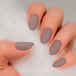 JENNA 24 Pcs French Tip Almond Shape Press-On Matte Artificial Nails - Beige image 2