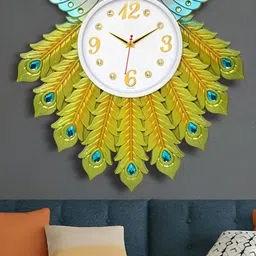 Attractionz Yellow & White Round Textured Contemporary Wall Clock-10