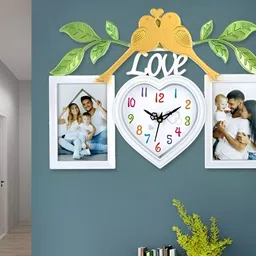 Attractionz White & Green Bird Shaped  Analogue Square Wall Clock-6
