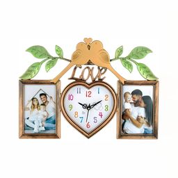 Attractionz Gold Toned & White Contemporary Love Shaped Wall Clock-image-91
