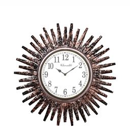 CHRONIKLE Black & Copper Toned Textured Round Contemporary Wall Clock-image-40