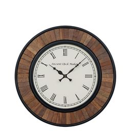 CHRONIKLE Brown & Black Textured Analogue Contemporary Rounded Wall Clock-picture-0