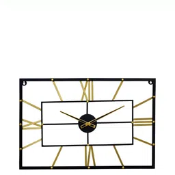 CHRONIKLE Black and GoldToned Rectangle Analogue Contemporary Wall Clock-image-81