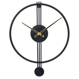 CHRONIKLE Black & Gold Toned Round Contemporary Wall Clock-image-47