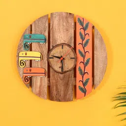 AAKRITI ART CREATIONS Brown Printed Contemporary Wall Clock-57