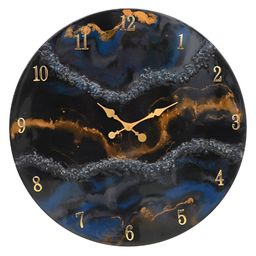 CHRONIKLE Black & Gold Toned Textured Analogue Round Shaped Contemporary Wall Clock-image-39