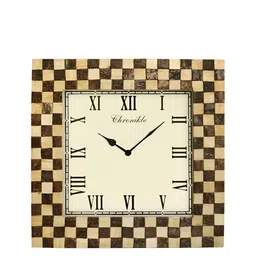 CHRONIKLE Brown and Beige Square Analogue Contemporary Wall Clock-image-42