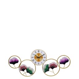 CHRONIKLE GoldToned and Purple Round Analogue Contemporary Wall Clock-image-45