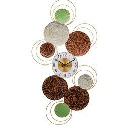 CHRONIKLE Brown & Green Textured Abstract Contemporary Wall Clock-image-10