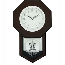CHRONIKLE Brown & White Wooden Round Traditional Pendulum Wall Clock-image-49