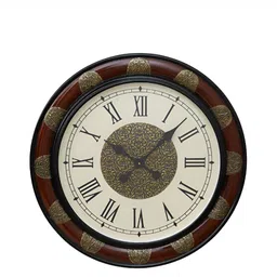 CHRONIKLE Brown Round Wood Traditional Wall Clock-image-22
