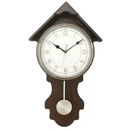 CHRONIKLE Brown Round Wood Traditional Wall Clock-image-26