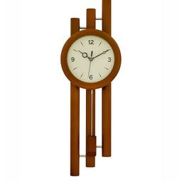 CHRONIKLE Brown & White Wooden Textured Round Contemporary Wall Clock-image-14
