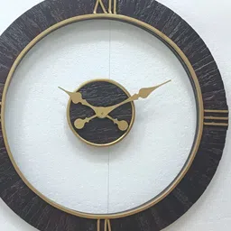 CHRONIKLE Gold Toned Textured Analogue Contemporary Round shaped Wall Clock-image-9