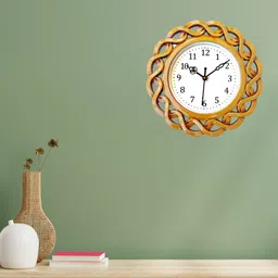 Grabbasket Yellow Printed Round Shaped Contemporary Wall Clock-6