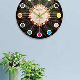 OLIVE TREE Black Printed Contemporary Wall Clock-15