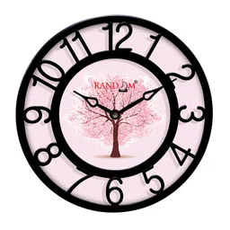 RANDOM Pink & Black Printed Contemporary Wall Clock-30