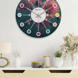 OLIVE TREE Green Printed Contemporary Wall Clock-42