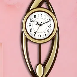 Attractionz Gold-Toned & White Round Analogue Contemporary Wall Clock-image-46