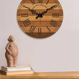 OLIVE TREE Brown Printed Analogue Contemporary Wall Clock-image-45