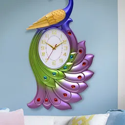 Attractionz Purple Oval Shaped Textured Wall Clock-picture-57