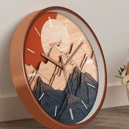 RANDOM Rust & Grey Printed Contemporary Wall Clock image 5