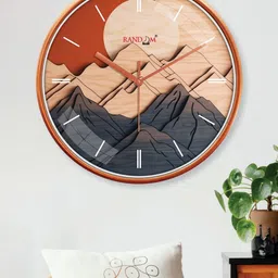 RANDOM Rust & Grey Printed Contemporary Wall Clock image 3