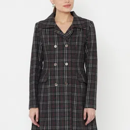 Owncraft Women Grey Checked Over Coat-picture-22