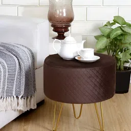 Shadowkart Brown Textured Ottoman Pouffes-11