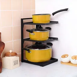 USHA SHRIRAM Black Metal 3 Layer Pot Rack-20