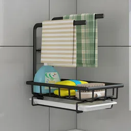 USHA SHRIRAM Black Metal Rotatable Lid Rag Holder-25