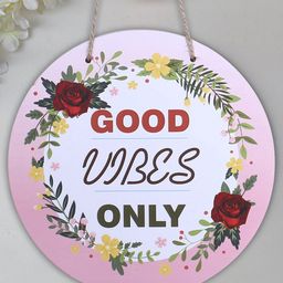 Kuber Industries Set Of 4 Pink Printed Round Shaped Wall Hanging-21