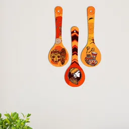 ArtVibes Yellow & Red 3 Pieces Ancient Egyptian Art Wooden Wall Hanging-picture-9