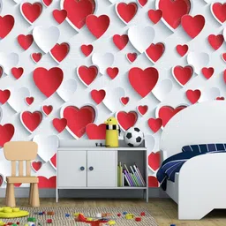 KAAF White & Red Hearts Printed Self-Adhesive Wallpaper-picture-41
