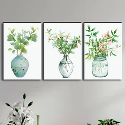 SAF Set of 3 Flower Pot Modern Art Large Panel UV Textured Wall Painting-20