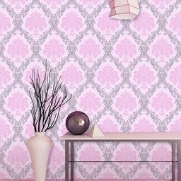 KAAF Pink & Silver Toned Damask Adhesive Wall Sticker-image-42