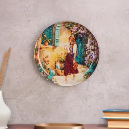 Homspurts Yellow & Blue Printed Serene Sunshine Walk Wall Plate-picture-27